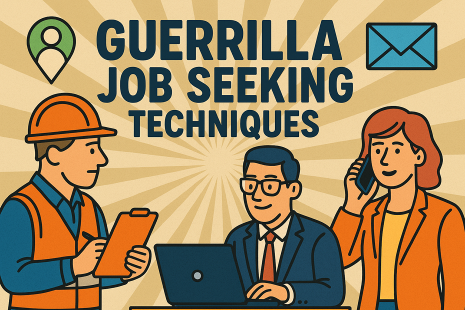 People from different industries taking a proactive approach to job-seeking - phone calls, emails and in-peron.