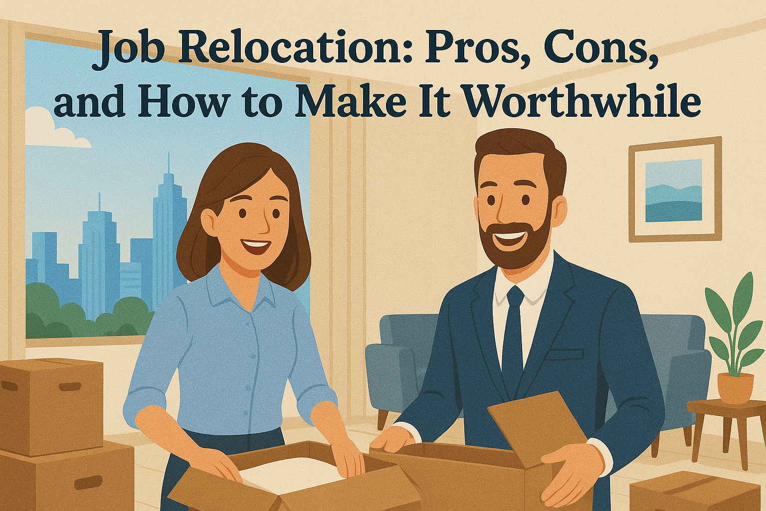 Professionals settling into a furnished apartment after relocating for work.