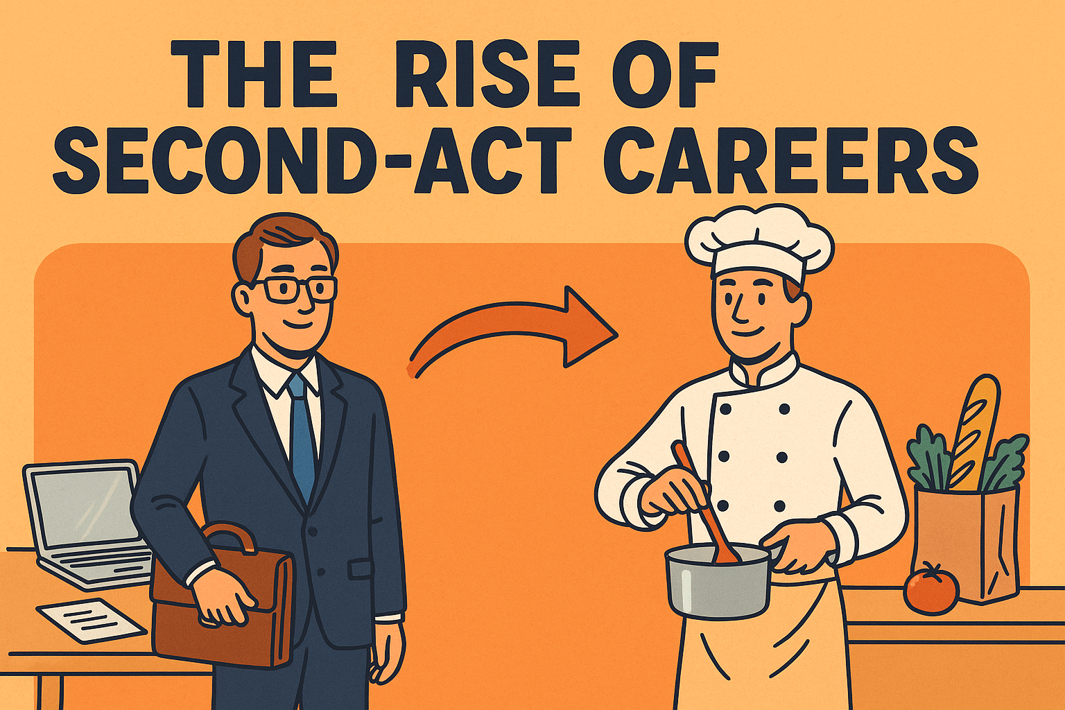 A man going from a career as an executive to becoming a chef later in life.