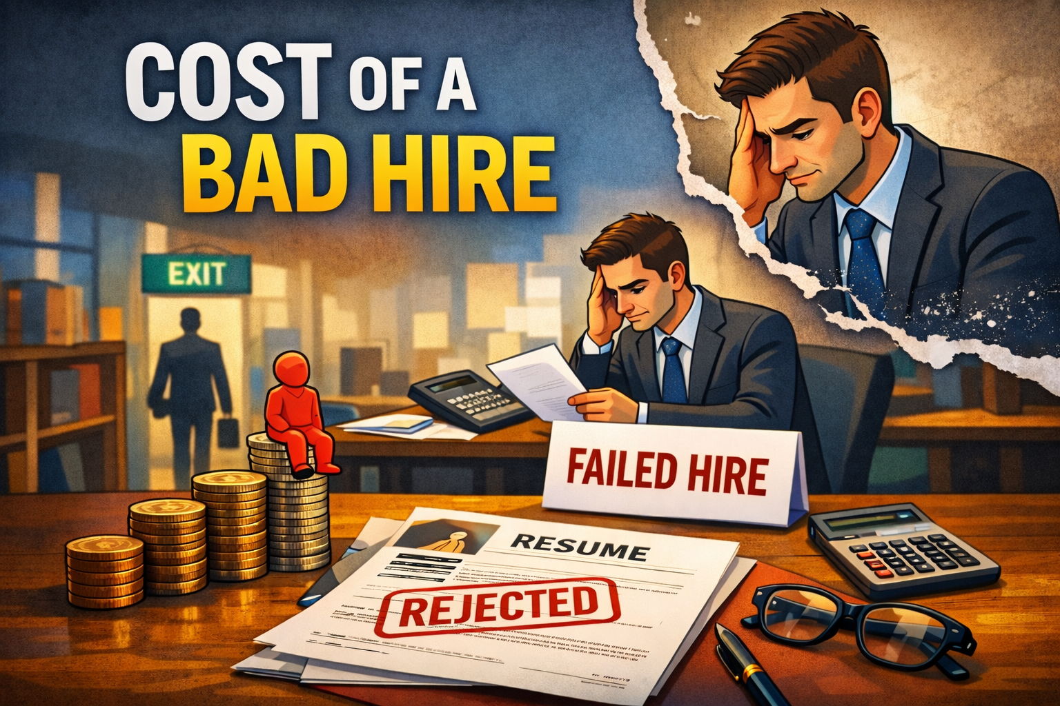 Business leader reviewing resumes as rising costs highlight the true cost of a bad hire