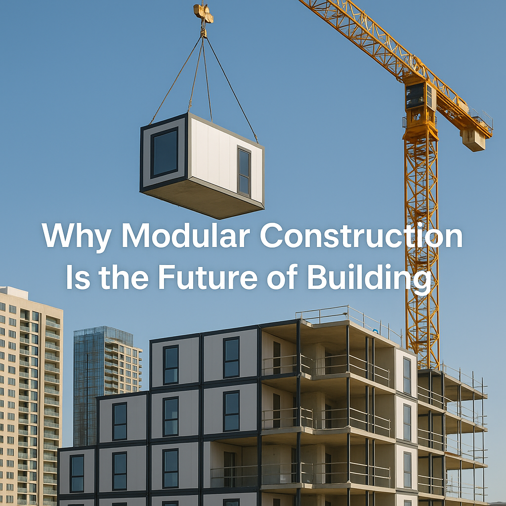 Modular construction units being installed on-site, showcasing the future of prefabricated building.