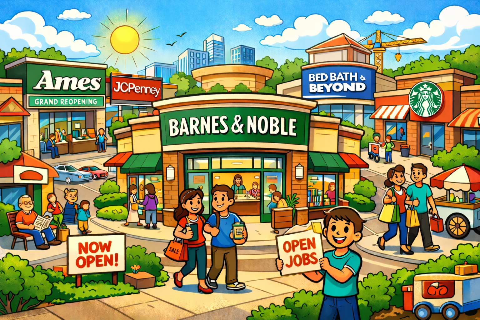A newly opened Barnes & Noble store in a growing U.S. suburb, reflecting the resurgence of physical retail.”